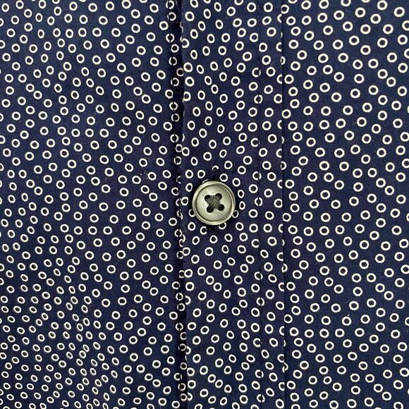 Slate & Stone Navy Circle Print Short Sleeve Button Down Size L - Picture 8 of 9